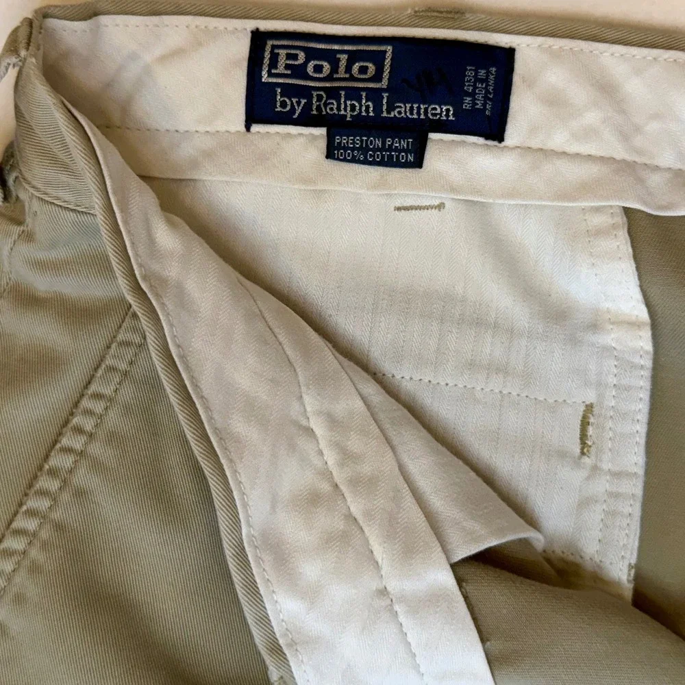 Polo Ralph Lauren Preston Pants‎ Khaki Chinos Tan Beige 38x30 VTG Classic Fit